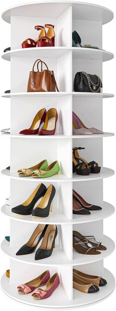 Modern round rotating shoe rack for high heels and bags
