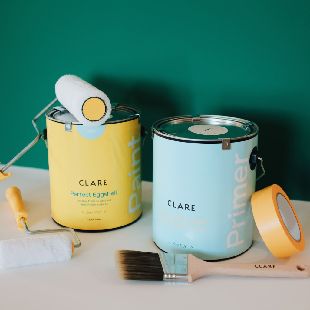 Zero‑VOC paint containers.