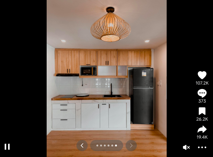 Simple budget friendly space enhancing kitchen makeover - Image by “acharminglife” on TikTok