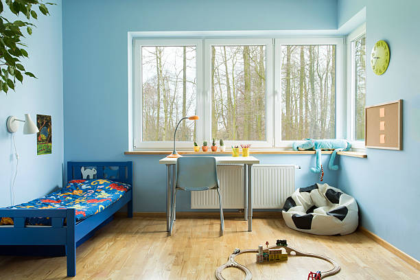 Simple blue-themed bedroom for kids