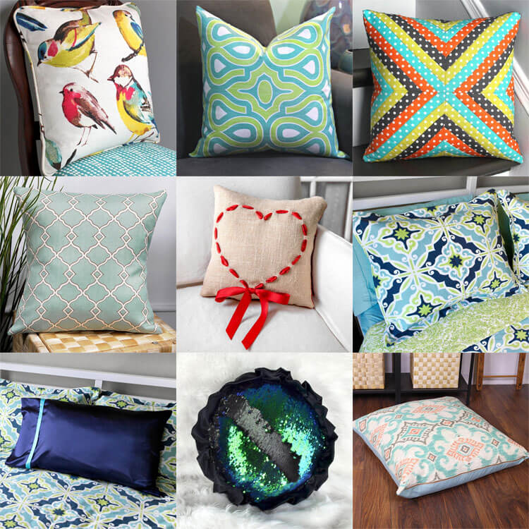colorful decorative throw pillows with geometric floral and modern cushion cover designs for home decor