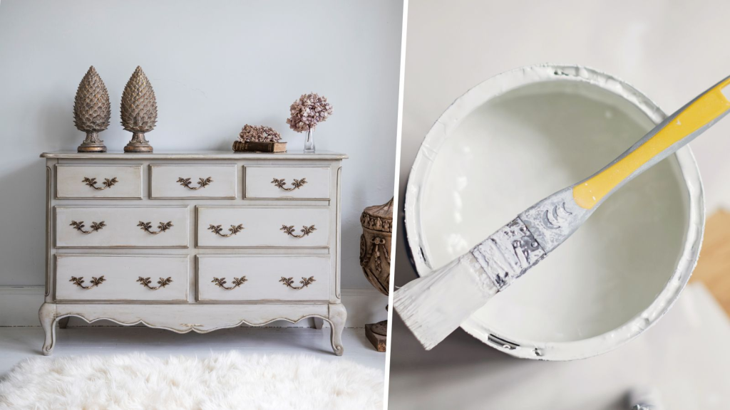 painted dresser makeover with white furniture paint for shabby chic home decor style