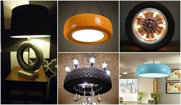 Collage of tires being used as different types of lighting sources.
