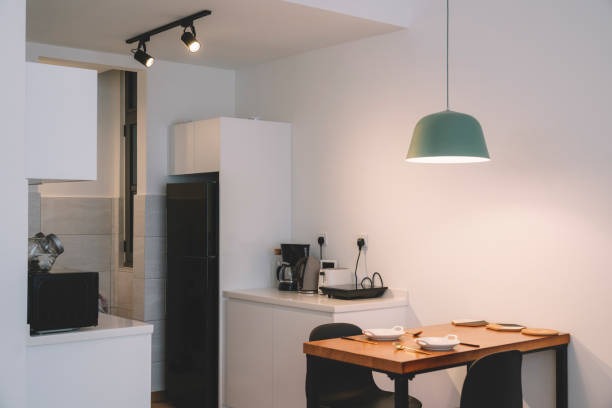 Track lights and simple lighting in kitchen