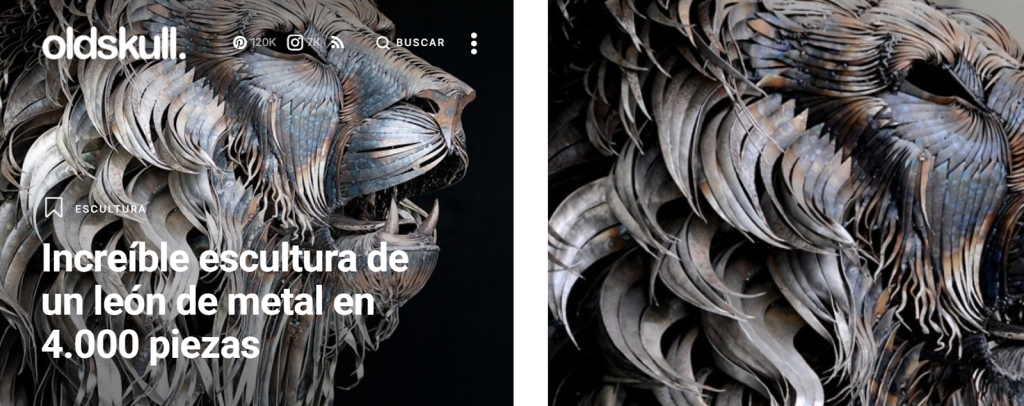 Screenshot of the webpage of the metal lion.