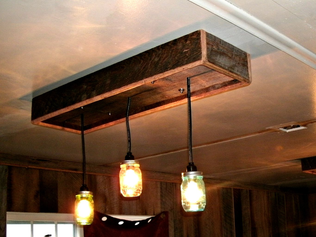Repurposed Mason jars hung as lights