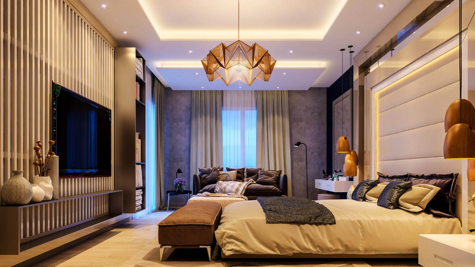 A very luxury modern bedroom.