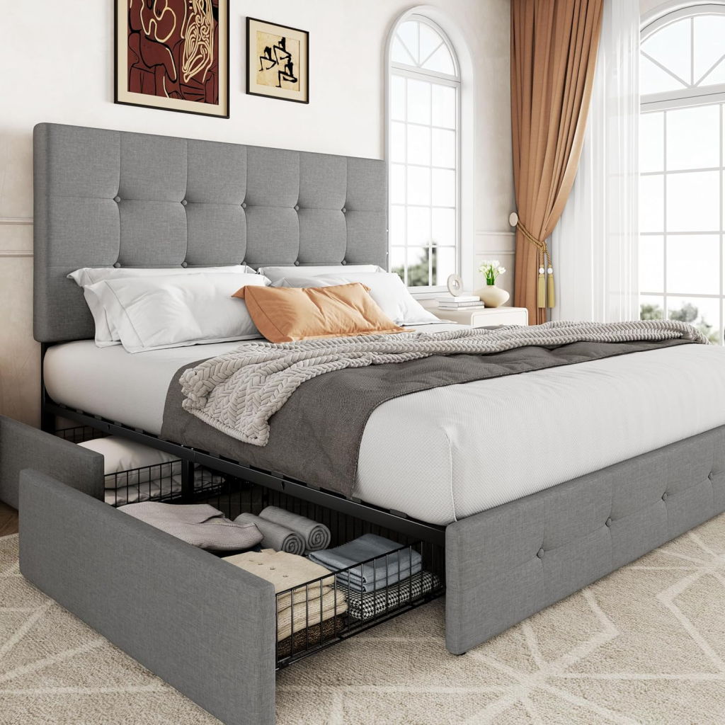 Allewie Upholstered Queen Size Platform Bed Frame with Drawers
Found On Amazon