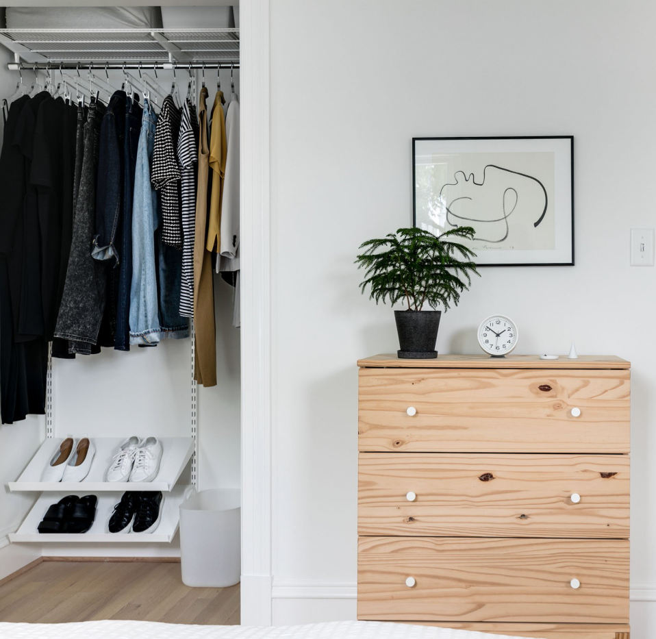 Contemporary minimalist bedroom storage designs often have clean and structured lines
