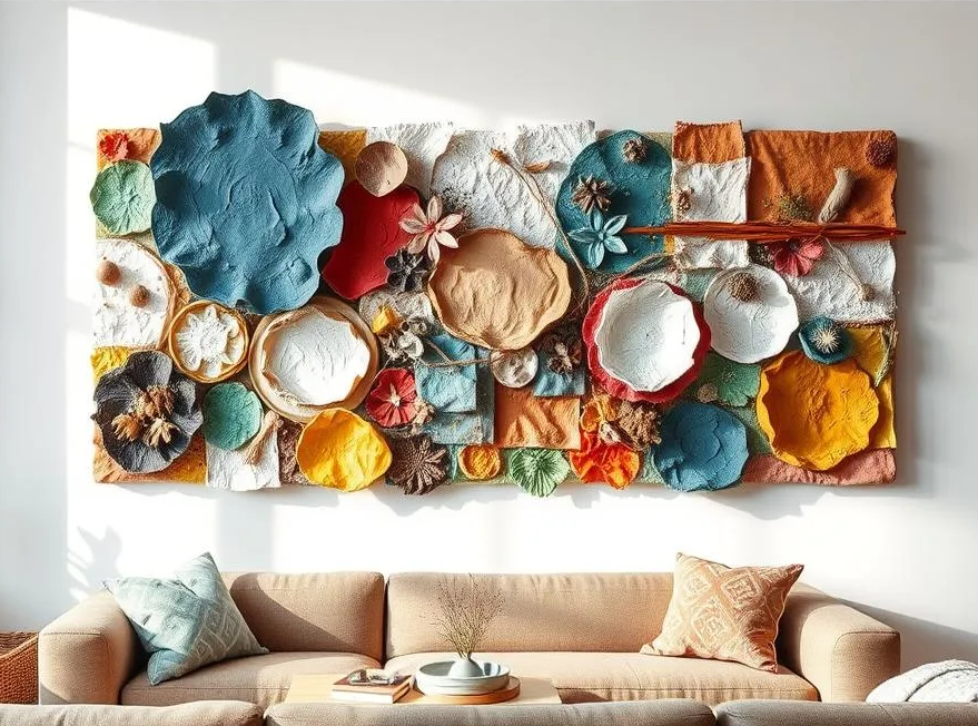 Colorful textured wall art that makes your whole living room feel alive