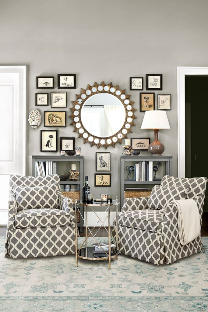 Chic hallway gallery wall using budget-friendly art and black frames