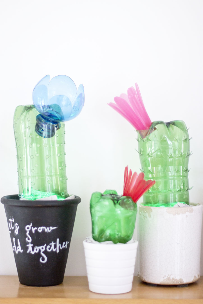 Plastic waste turned into fake flowers
