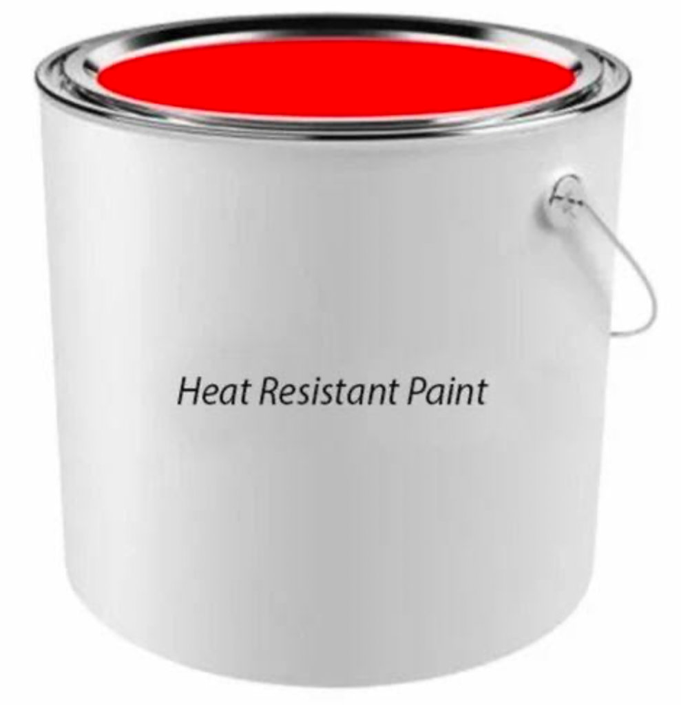 A can of heat-resistant red paint finish