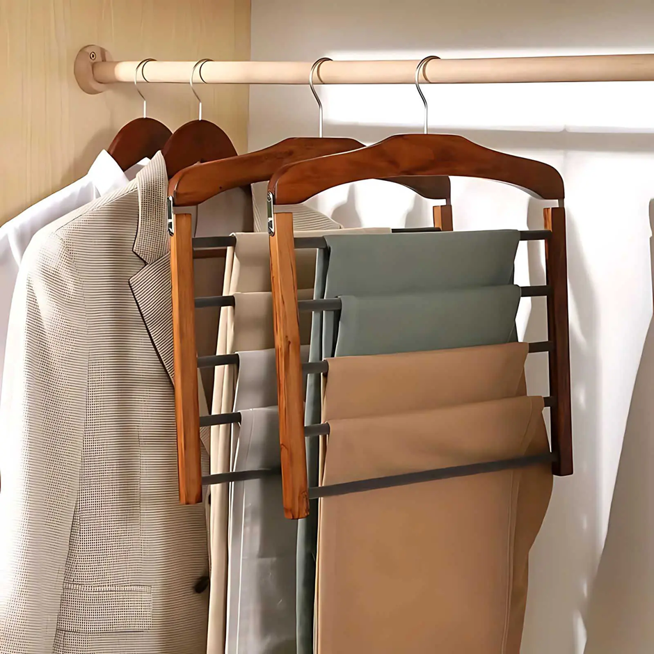 Space-saving pants hanger for organized wardrobe storage