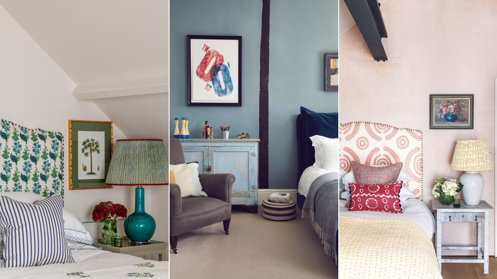 A side by side three photo collage of budget room makeovers.