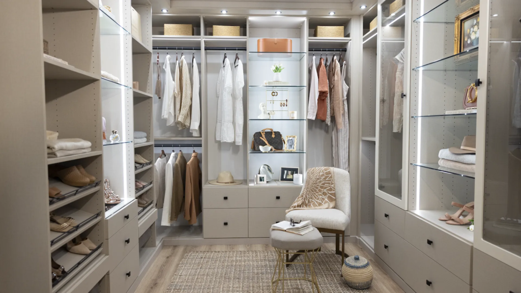 A fancy walk-in closet.