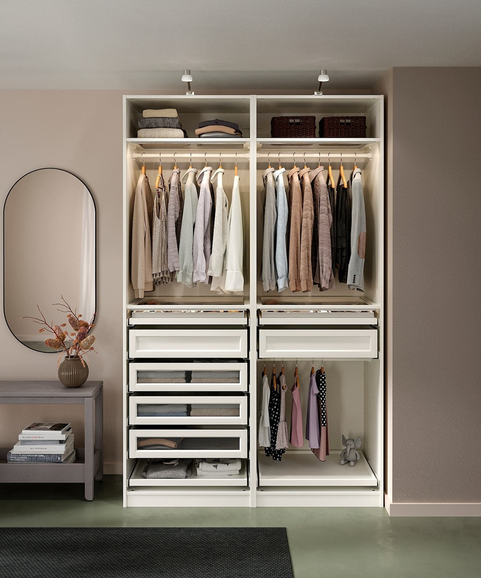 white wardrobe closet for affordable seasonal home organization