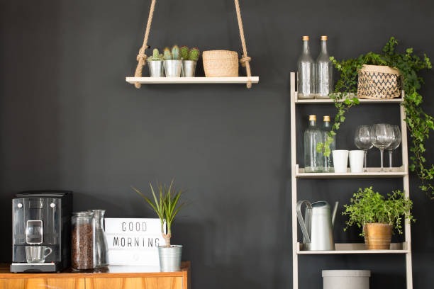 Minimal seasonal shelf styling with plants for a low-cost home decor refresh