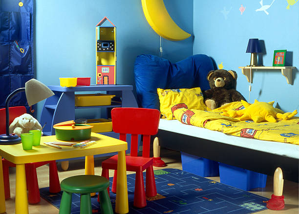 A colorful themed child's bed room.