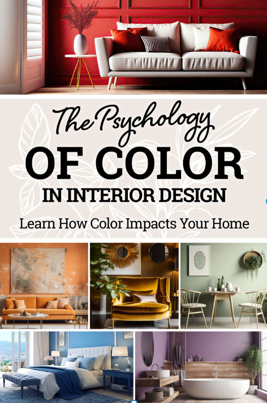 a collage of different furniture and room color palettes