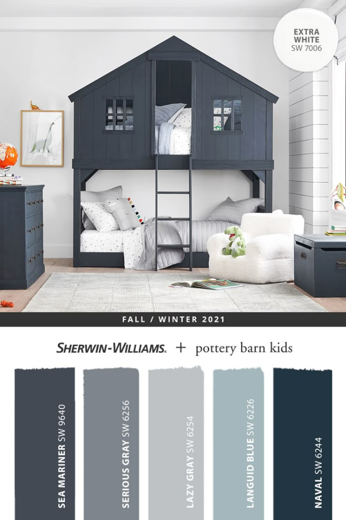 Gray to white color palette for a kids room