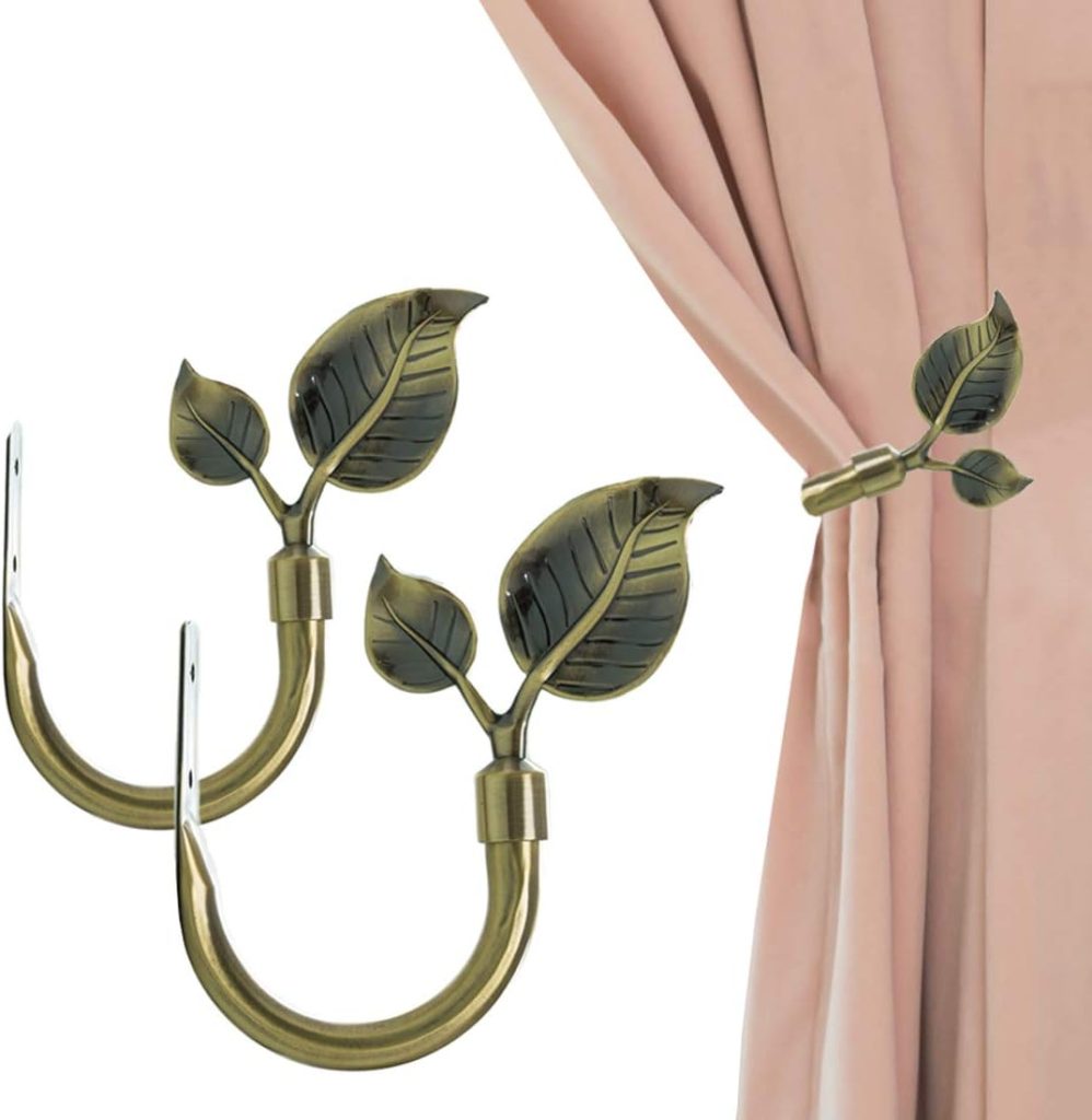 Antique Brass Leaf Shaped Holdbacks 