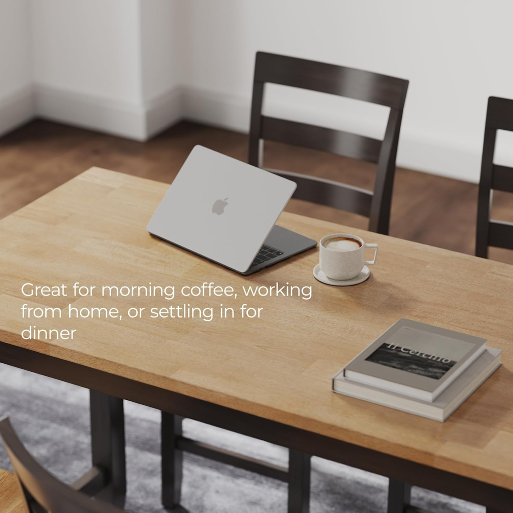 A slim console table  being used as a desk.