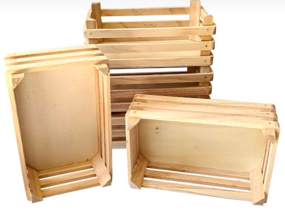 Stacked wooden crates for home storage or decor.