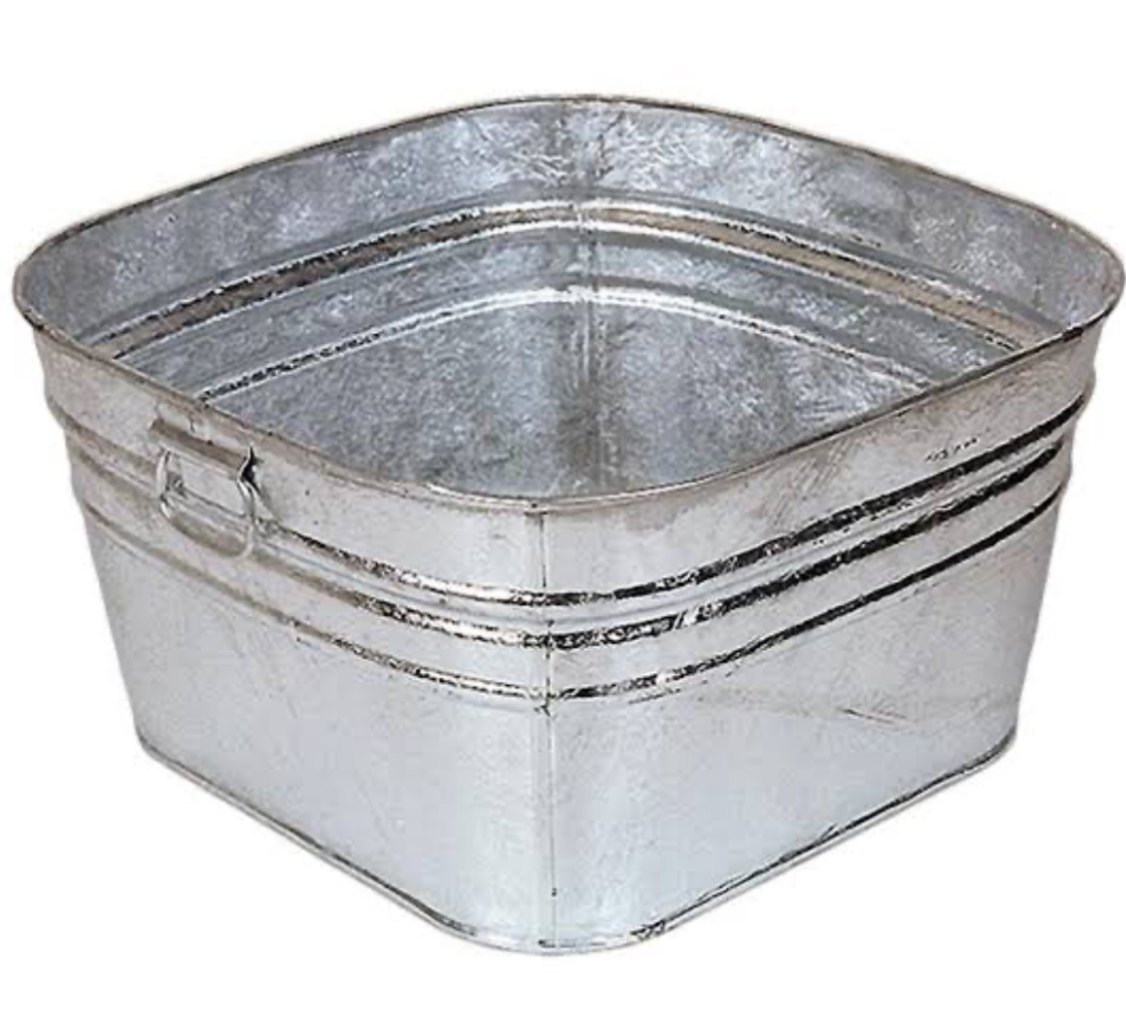 Metal laundry tub for washing or storage