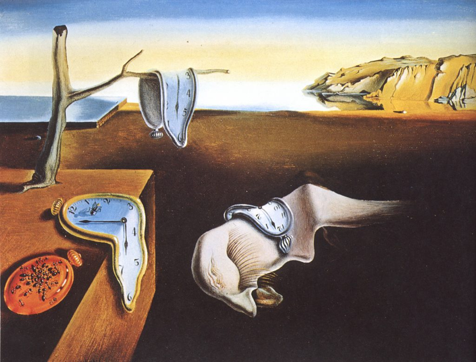 alvador Dalí “The Persistence of Memory” painting with melting clocks.