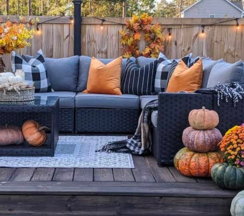 A fall themed patio.