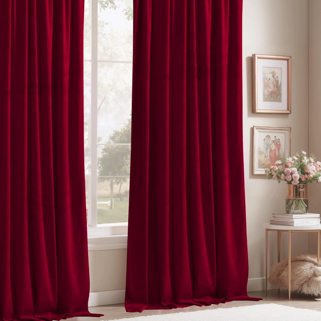 Soft Thermal Insulated Red Curtains