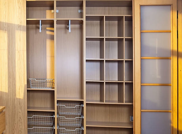 A small compartmentalized closet.