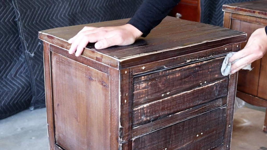 cleaning and prepping an old wooden dresser before painting and refinishing