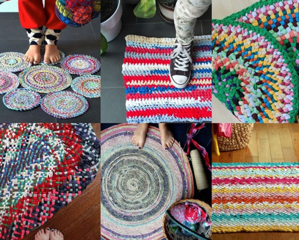 variety of colorful handmade rag rugs and braided fabric mats for diy home decor inspiration